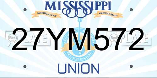 27YM572 Mississippi License Plate