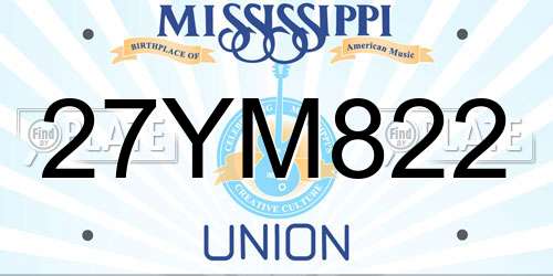 27YM822 Mississippi License Plate