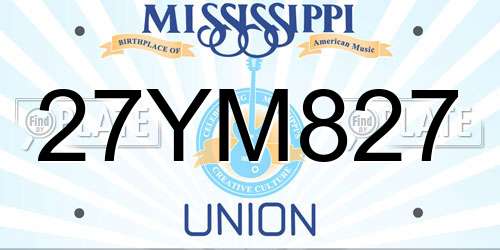 27YM827 Mississippi License Plate