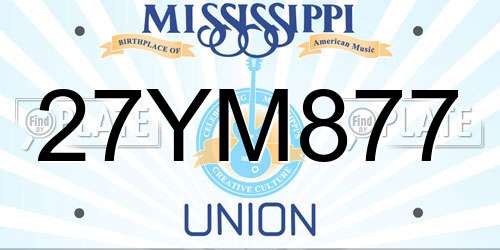 27YM877 Mississippi License Plate
