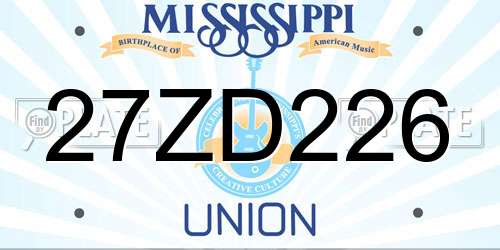 27ZD226 Mississippi License Plate