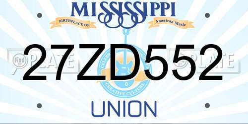 27ZD552 Mississippi License Plate