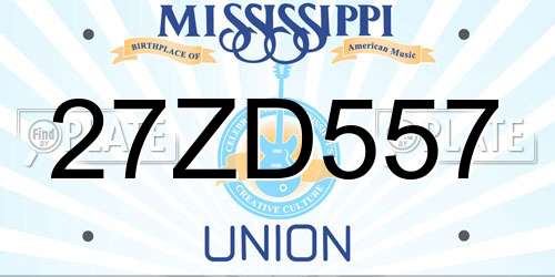 27ZD557 Mississippi License Plate