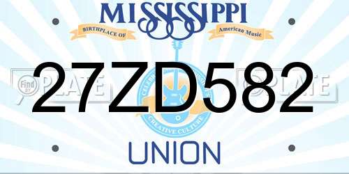 27ZD582 Mississippi License Plate