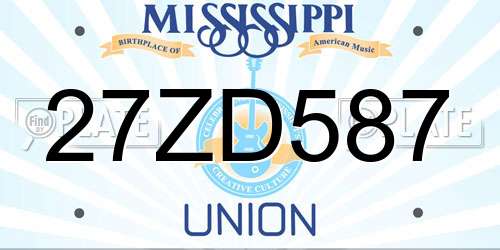27ZD587 Mississippi License Plate