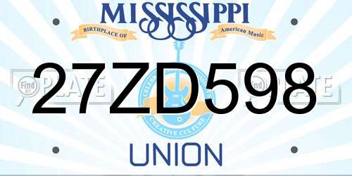 27ZD598 Mississippi License Plate