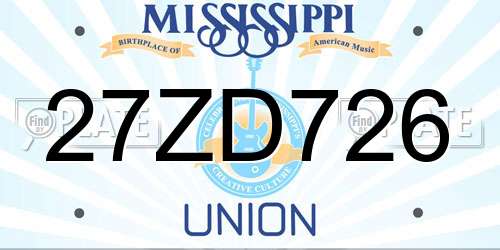 27ZD726 Mississippi License Plate