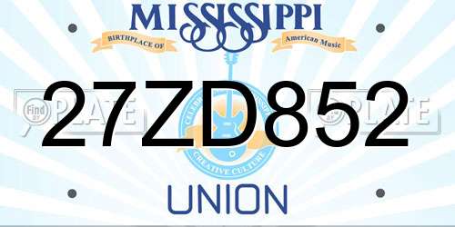 27ZD852 Mississippi License Plate