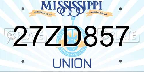 27ZD857 Mississippi License Plate