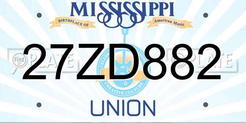 27ZD882 Mississippi License Plate