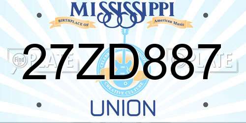 27ZD887 Mississippi License Plate