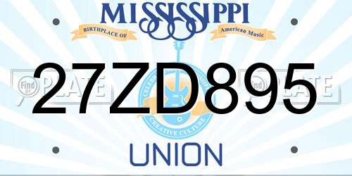 27ZD895 Mississippi License Plate