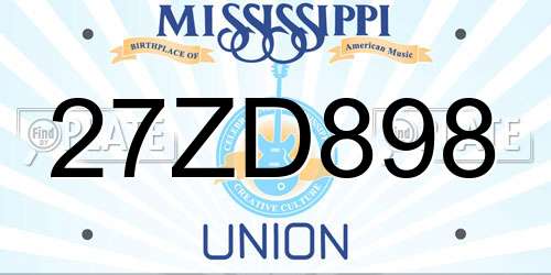 27ZD898 Mississippi License Plate