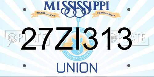 27ZI313 Mississippi License Plate