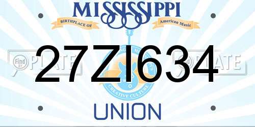 27ZI634 Mississippi License Plate
