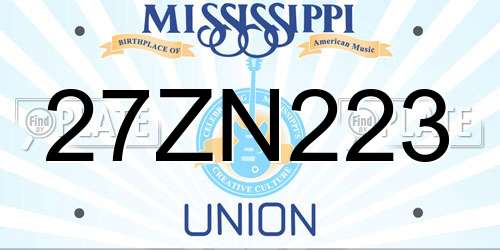 27ZN223 Mississippi License Plate