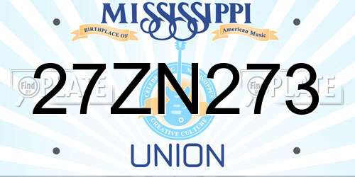 27ZN273 Mississippi License Plate