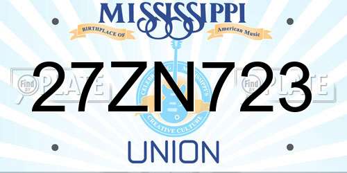27ZN723 Mississippi License Plate