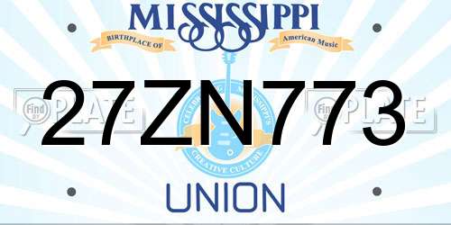 27ZN773 Mississippi License Plate