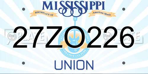 27ZO226 Mississippi License Plate