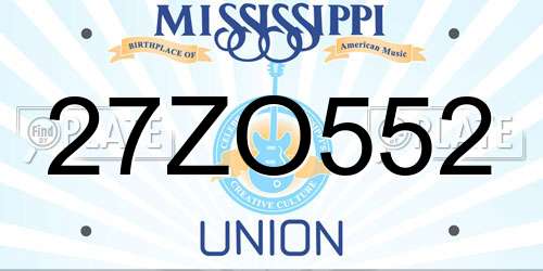 27ZO552 Mississippi License Plate