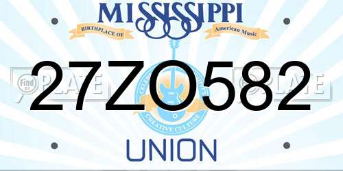 27ZO582 Mississippi License Plate