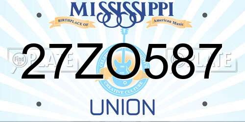 27ZO587 Mississippi License Plate