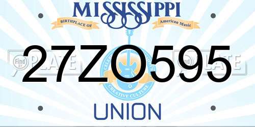 27ZO595 Mississippi License Plate