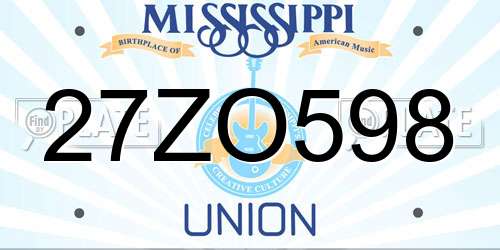 27ZO598 Mississippi License Plate