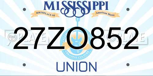 27ZO852 Mississippi License Plate