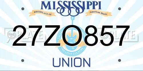 27ZO857 Mississippi License Plate