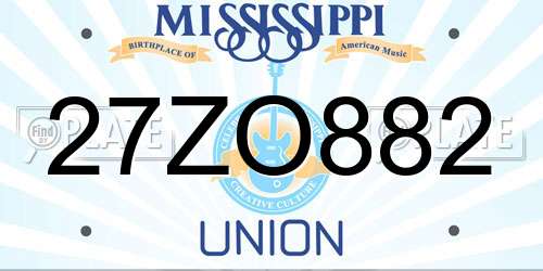 27ZO882 Mississippi License Plate