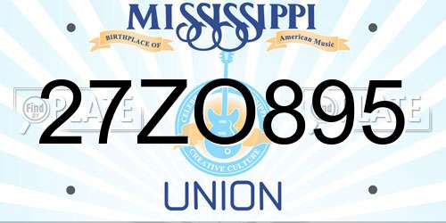 27ZO895 Mississippi License Plate