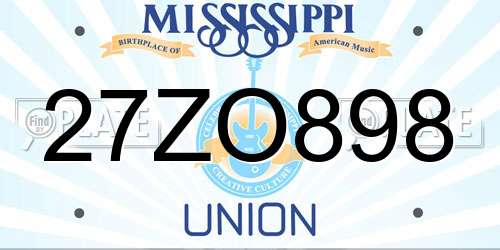 27ZO898 Mississippi License Plate