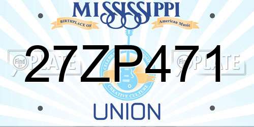 27ZP471 Mississippi License Plate