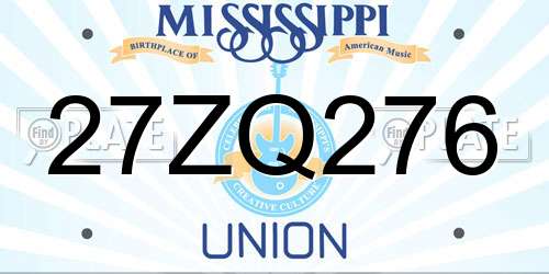 27ZQ276 Mississippi License Plate