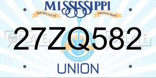 27ZQ582 Mississippi License Plate