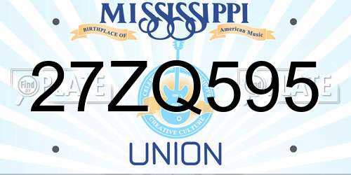 27ZQ595 Mississippi License Plate