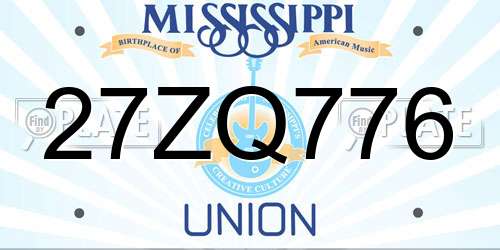 27ZQ776 Mississippi License Plate