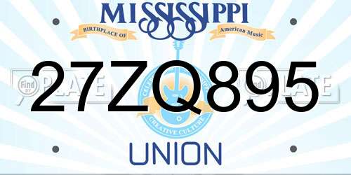 27ZQ895 Mississippi License Plate