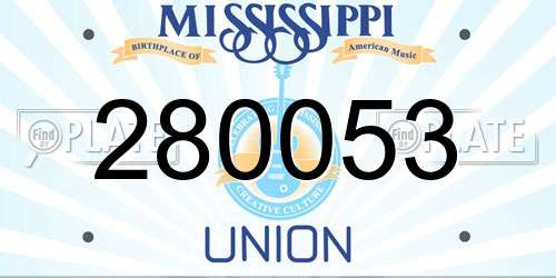280053 Mississippi License Plate