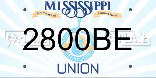 2800BE Mississippi License Plate