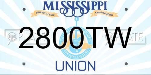 2800TW Mississippi License Plate