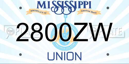 2800ZW Mississippi License Plate