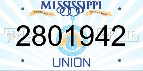 2801942 Mississippi License Plate