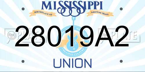 28019A2 Mississippi License Plate