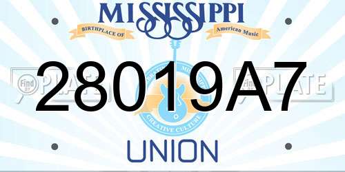 28019A7 Mississippi License Plate