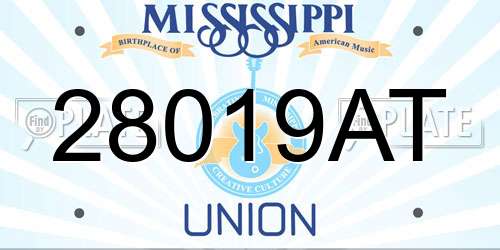 28019AT Mississippi License Plate