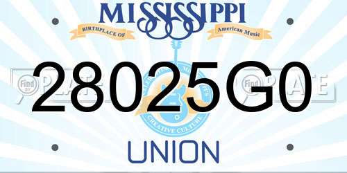 28025G0 Mississippi License Plate