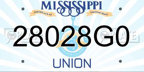 28028G0 Mississippi License Plate